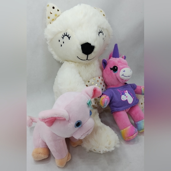 Build-A-Bear Unicorn Artic Fox Pink Pig Stuffed Animals Plushie Bundle - Picture 3 of 7